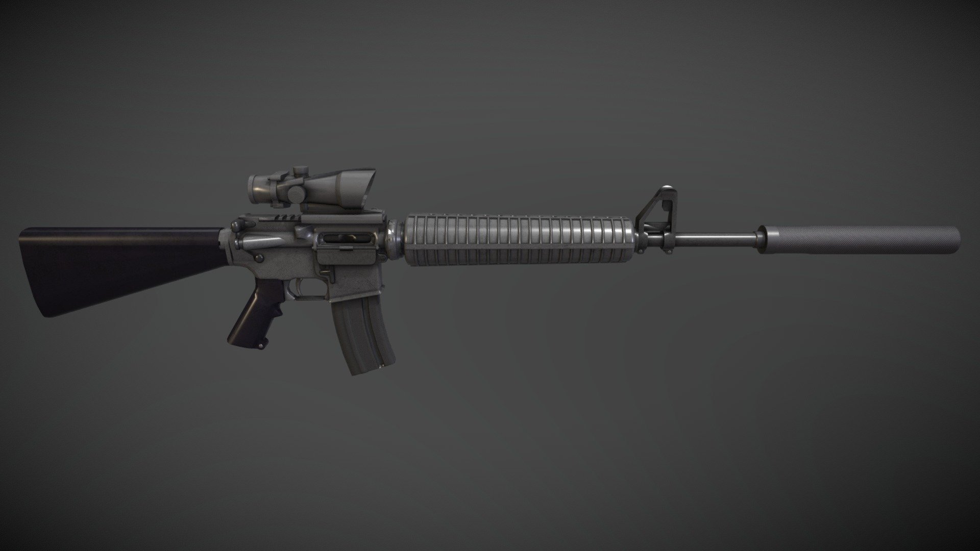 M16 SNIPER MOD (ACOG Scope & Silencer) - 3D model by TessaraOxygen (@19vladis97) 3d model