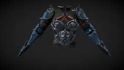 Female Fantasy Armour Top suit, armour, warrior, plate, chest, medieval, girls, top, guards, shiny, metal, iron, beautiful, womens, shoulder, wear, roleplay, pbr, low, poly, female, blue, fantasy, knight