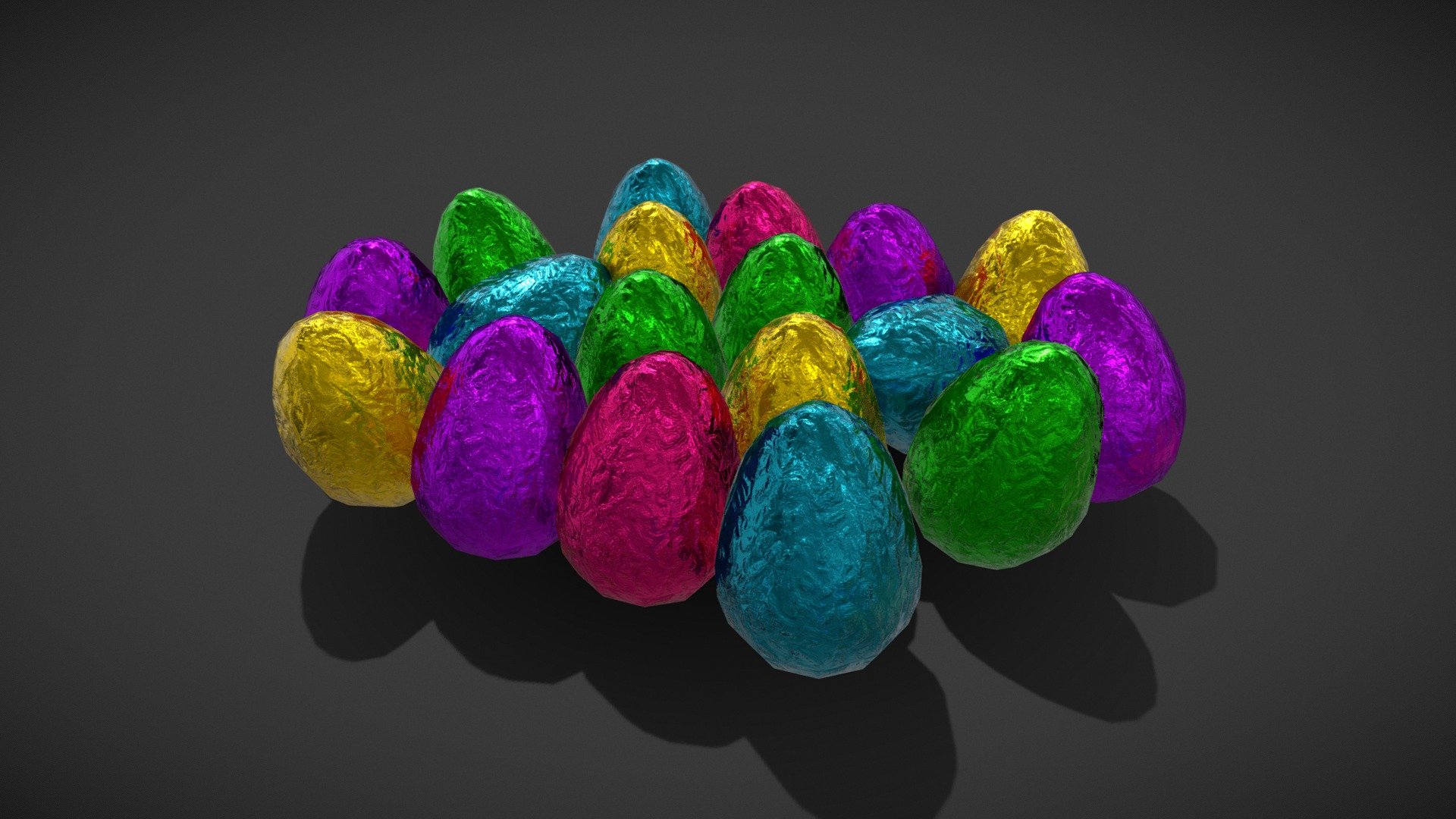 Chocolate_Tin_Foil_Eggs_OBJ
VR / AR / Low-poly
PBR approved
Geometry Polygon mesh
Polygons 1,900
Vertices 1,833
Textures PNG 4K - Chocolate_Tin_Foil_Eggs - Buy Royalty Free 3D model by GetDeadEntertainment 3d model