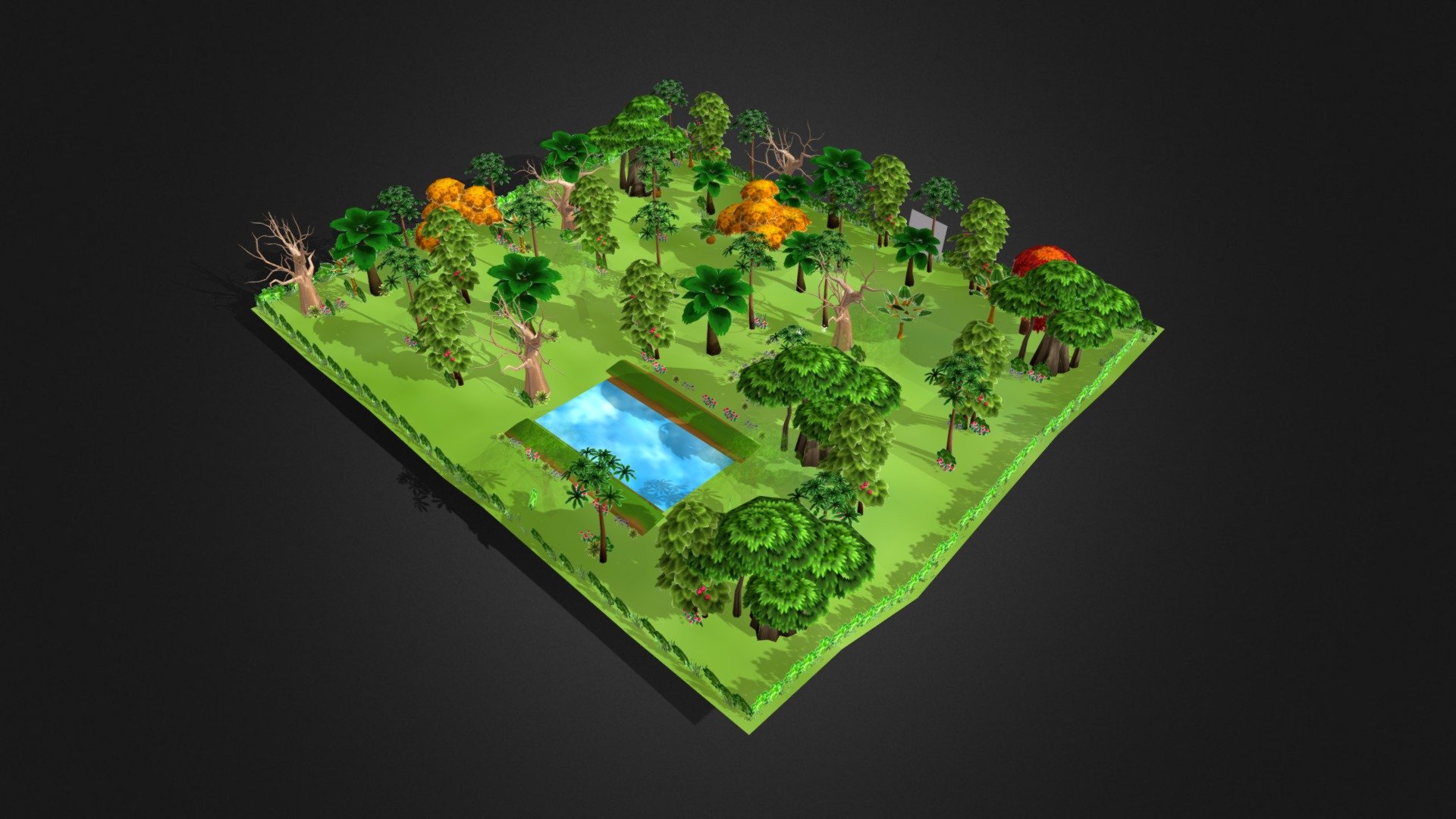 Jungle Low Poly - 3D model by GameCraftPro 3d model