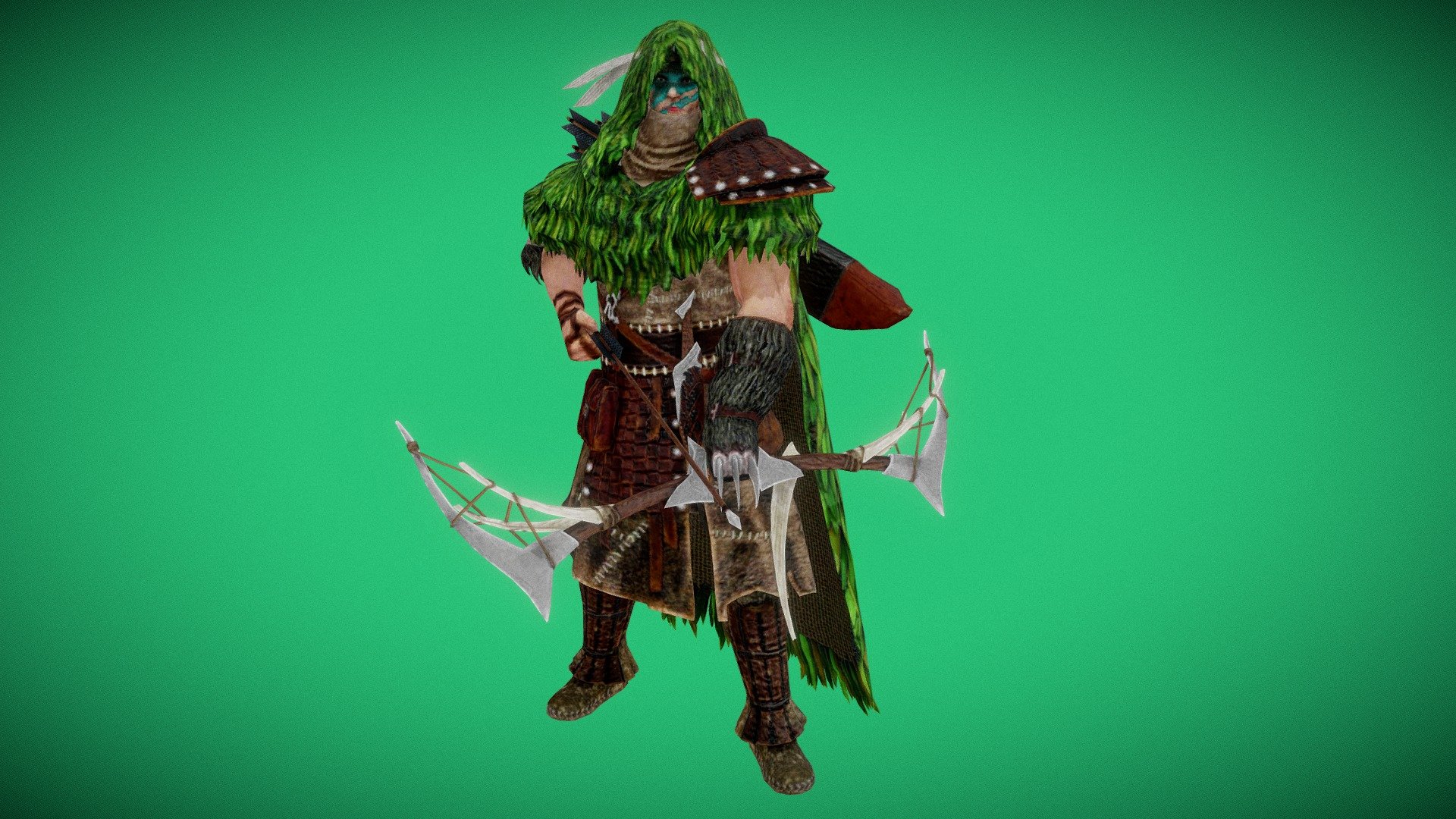 Lowpoly model of Elf Archer ,game ready,rigged, PBR textures. Include weapons and nude mesh. Ready to import into various game engine like UE4 and Unity. Include nude meshes This character would work well as an NPC, a rank-and-file enemy, or a boss for a fantasy game. This character is of different proportions than the standard Epic Skeleton. The visualization of this character was done in Blender, Substance Painter. The rendering result in other versions with different settings may vary.

+Total poly count for each body version (include weapons)

+Rigging use FBX skin. Full body rig and basic facial rig.

+PBR textures (Metallic-Roughness) . DirectX Normal Maps. .PNG format.

Let me know if you have any questions, I’ll be glad to help! - Elf Archer - Buy Royalty Free 3D model by Luna Studio (@StudioLuna) 3d model