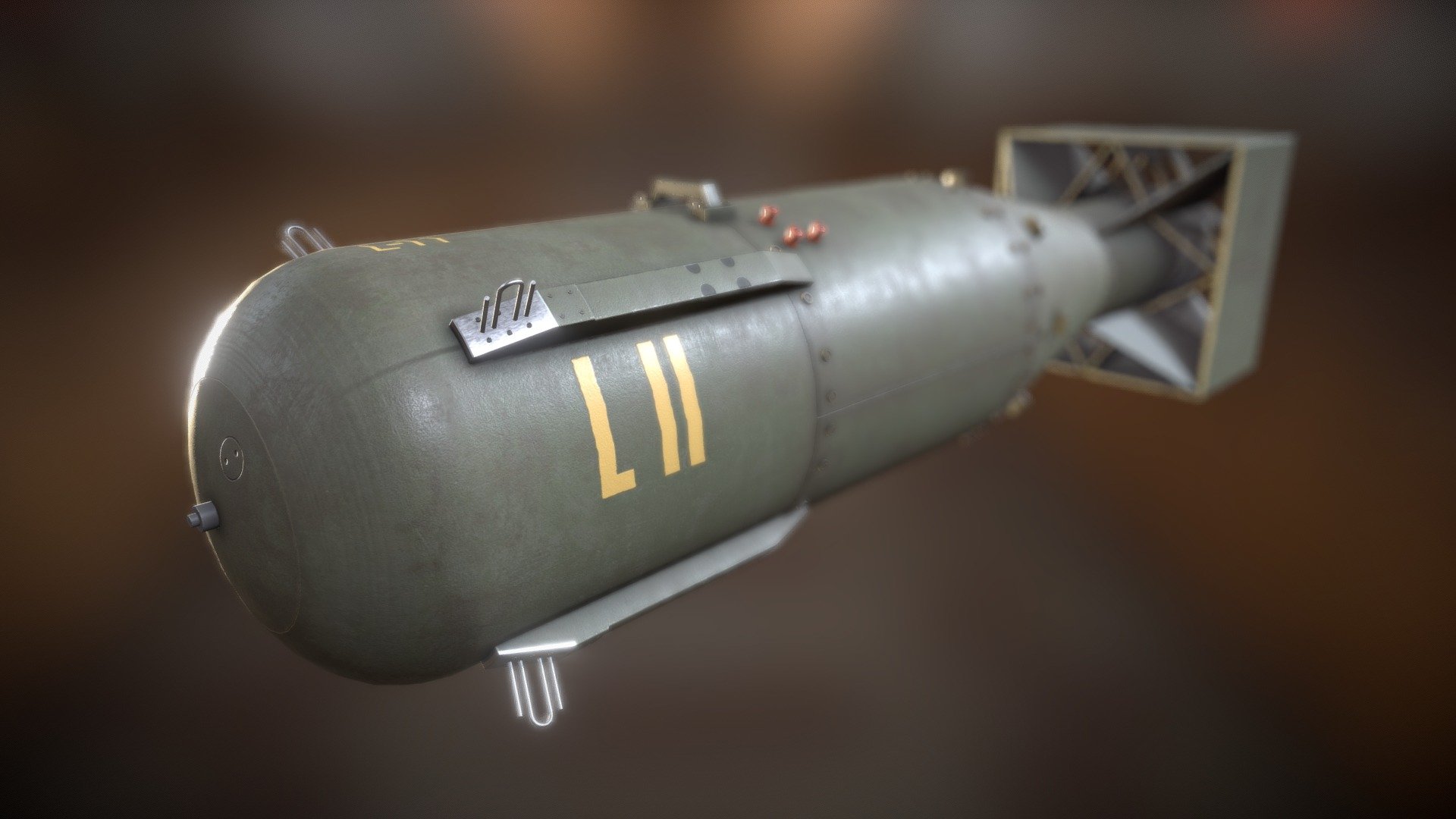 LittleBoy Atomic Bomb



All Textures created in Substance Painter and exported in .PNG PBR formats.

Includes textures for rough/met and gloss/spec workflows.

Logically named objects, materials and textures.

Modelled in Blender 2.90.1

Textured in Substance Painter 2020.2.1.

modelled to real world scales.

Fully and efficiently UV unwrapped.

Game ready.

Tested in Marmoset Viewer, Marmoset Toolbag, EEVEE and Cycles.


Formats included in zipped folder



.Blend (Native)

. FBX

.OBJ (With .MTL Material file)

.DAE 


Textures included in zipped folder.
LittleBoy - 4K




Base Colour   (Metallic Colour)

Diffuse (Metallic Black)

Roughness

Glossiness

Specular

Metallic

Normal -  (OpenGL Unity standard)

Normal -  (DirectX Unreal Standard)
 - Little Boy Atomic Bomb - Buy Royalty Free 3D model by PBR3D 3d model