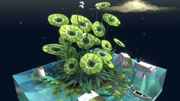 Peaceful Waters plants, 3dcoat, turtles, stylised, diorama, water, nature, low-poly-model, earthday, maya, photoshop, gameart