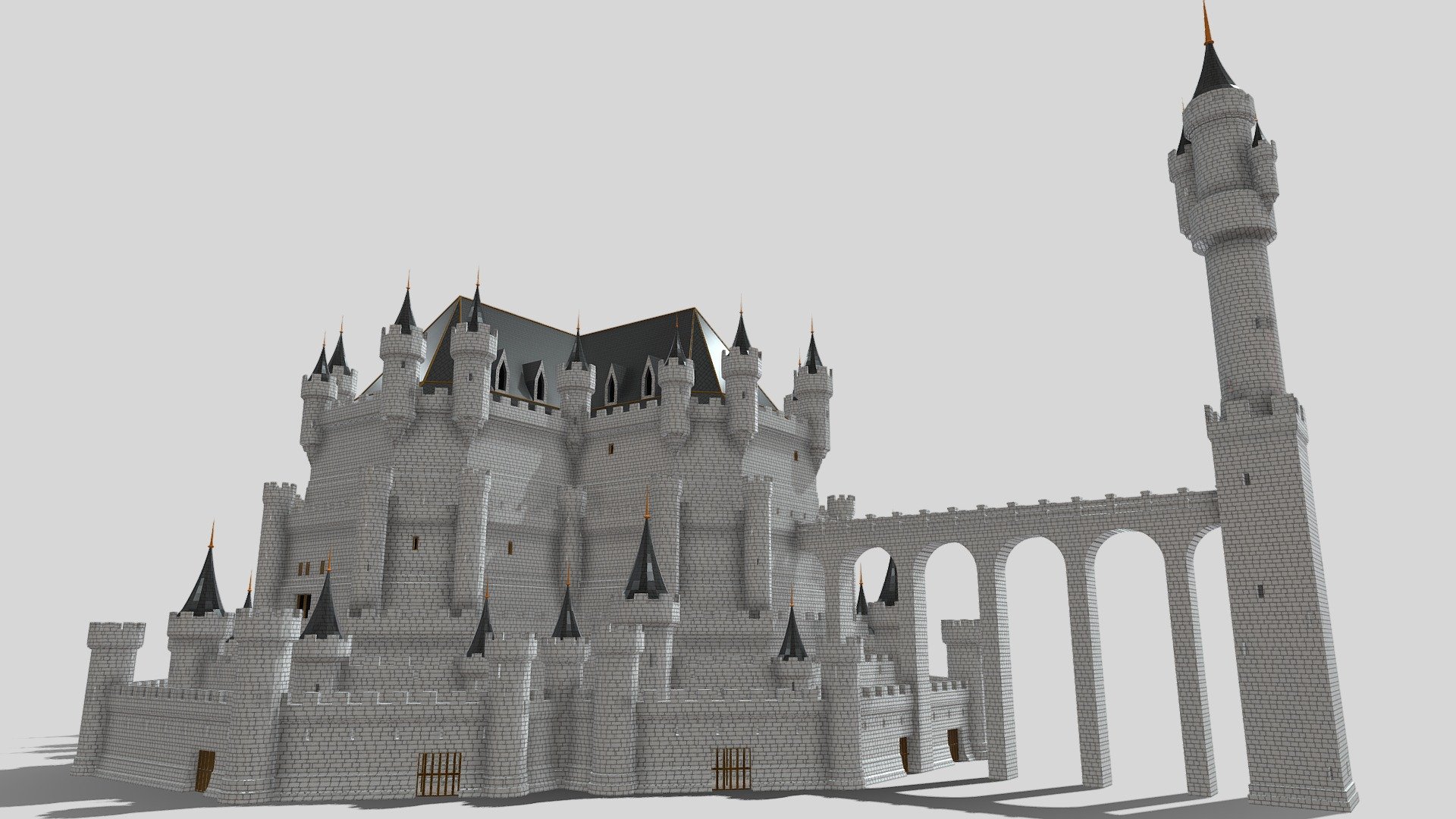 Detailed 3d model of a fantasy castle 3d model