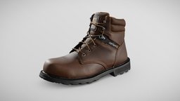 Carhartt Construction Boot shoe, advanced, leather, work, boot, brown, realistic, hardware, scanned, rubber, photometry, pbr-texturing, lace-up, pbr-materials, carhartt, construction, inciprocal