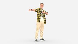001254 stylish man and palid yellow shirt style, shirt, people, clothes, stylish, miniatures, realistic, yellow, character, 3dprint, model, man, human, male, palid
