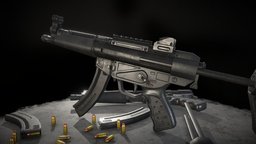 MP5 submachinegun fps, mp5, firearm, submachinegun, low-poly, pbr, military, gamemodel