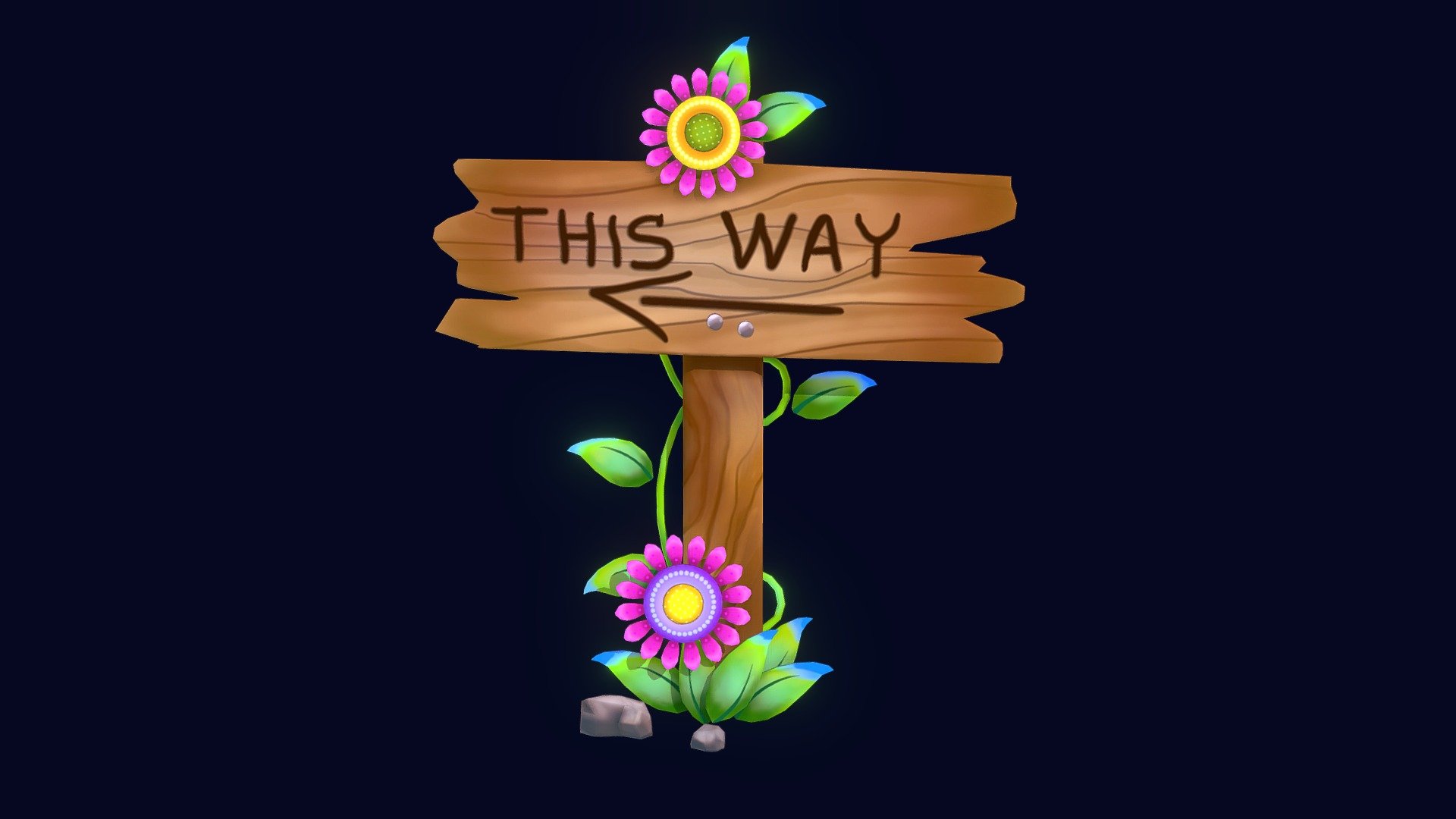http://)This is My first handpaint texture!
The first time I saw Road sign  Illustration (https://www.pinterest.co.uk/pin/13299761383101794/) , I wanted to recreate it in 3D! This was a good practise for me 3d model