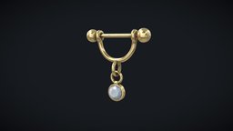 Golden piercing jewellery, earring, golden, piercing, substancepainter, substance, 3d, blender, ring, gold