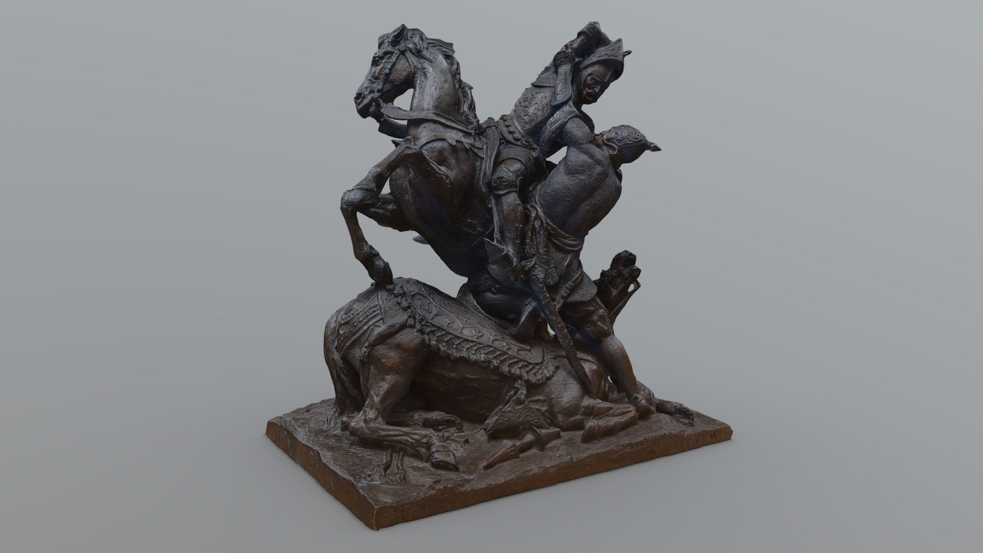 This evocative bronze sculpture, displayed in the Louvre, captures the significant Battle of Tours, fought in 732 AD between Charles Martel, the Frankish leader, and Abd al-Rahman, the Umayyad caliphate governor.

4K textures (diffuse and normal) 3d model
