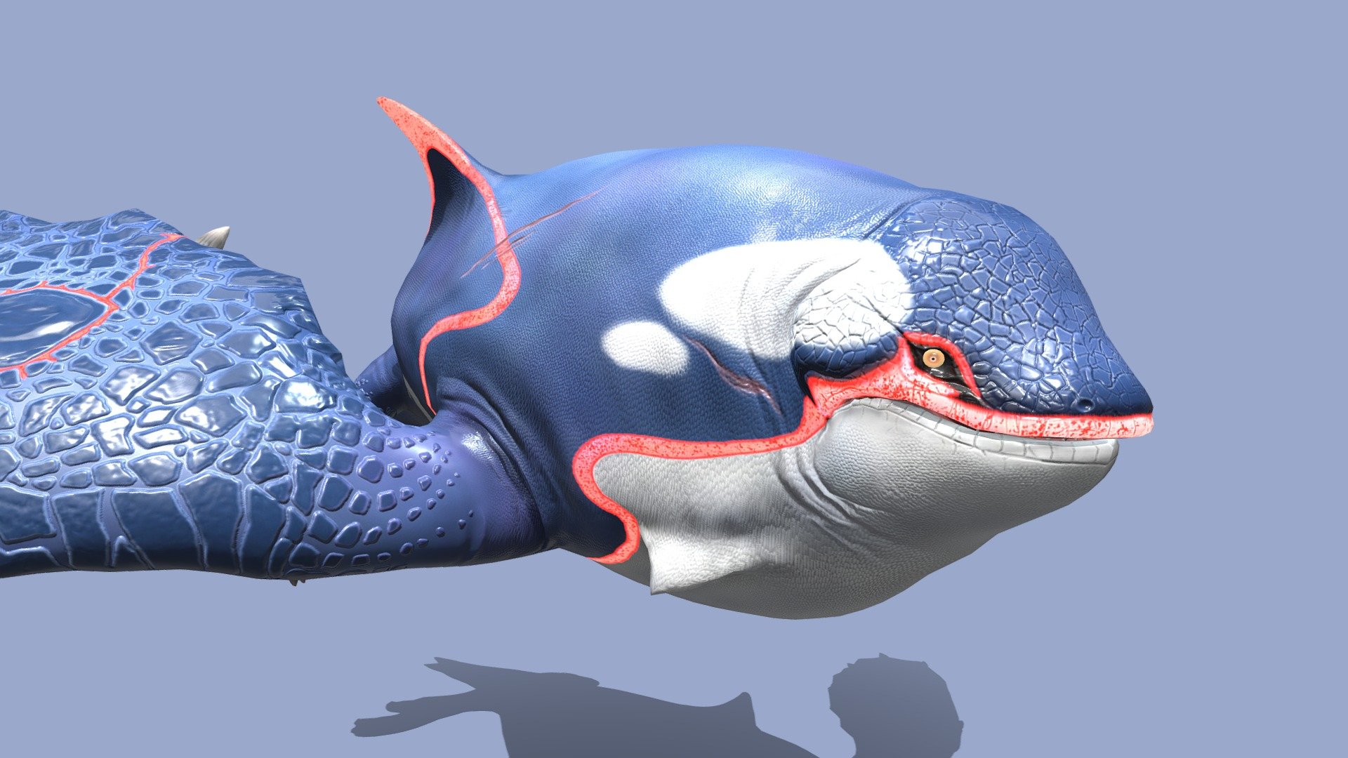 A realistic take on Kyogre based on the incredible concept by RJ Palmer! I saw his concept of this Pokemon a while ago and knew I wanted to take a shot at creating it in 3D, since it's one of my favorite legendaries. It was sculpted in Zbrush, baked and textured in Substance Painter and rigged and animated in 3DS Max 3d model