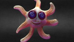 Cute tentacle creature cute, pet, tentacle, starfish, character, game, creature, animation, gameready