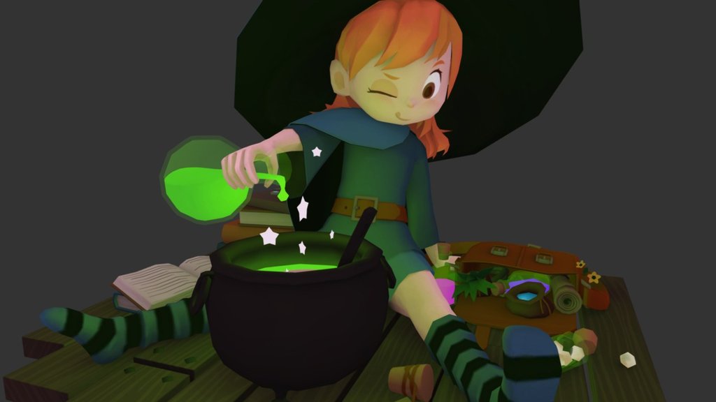 Happy Halloween - Witch - 3D model by stevieb64 3d model