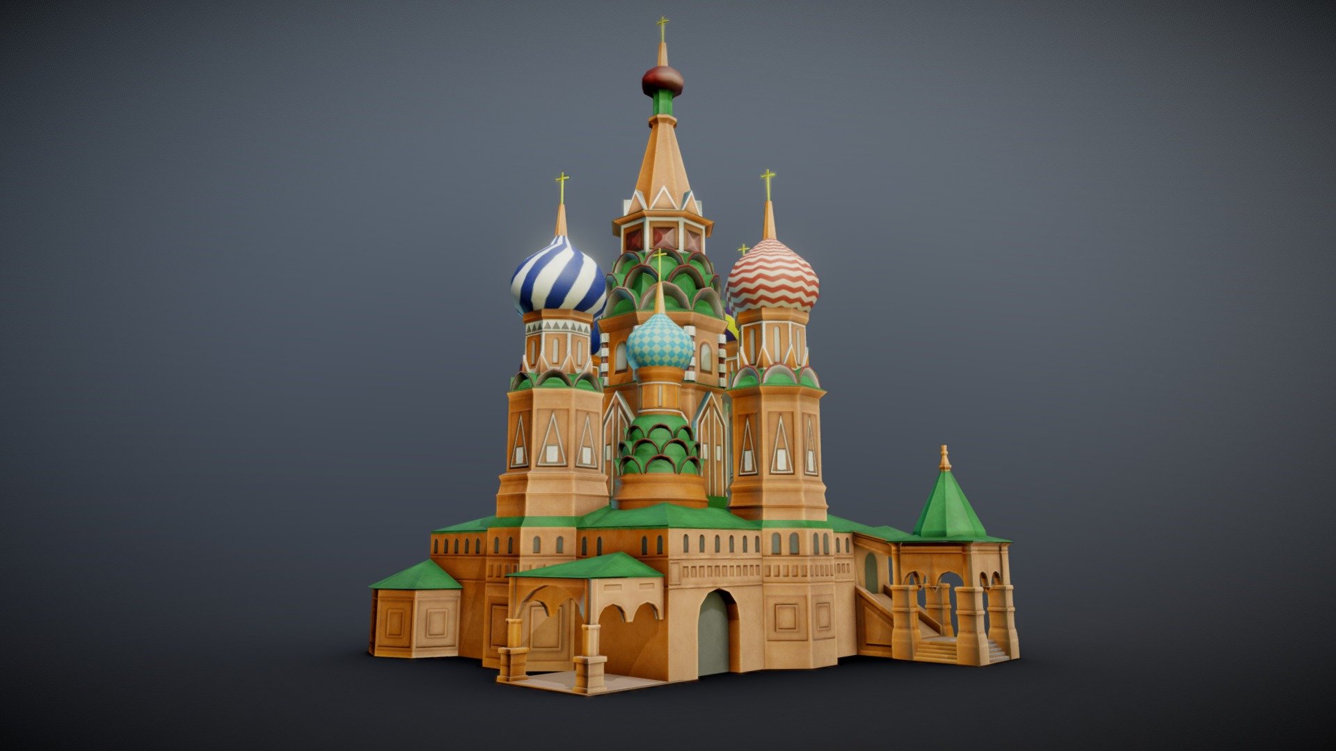 Simplified  low-poly St. Basil's Cathedral 3d model