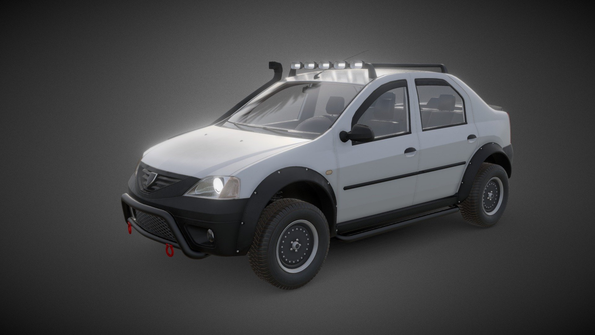 Dacia Logan (or Golan as I like to call it) Off-Limits

My series of reinterpreted Dacia cars for adventurers continues and I don't know when it stops.

Dacia Logan is another Romanian car that I've seen countless times around me over the years, but only recently have I started to appreciate it more for its well-designed shapes and simple lines that harmonize with each other. It didn't take long until I had the curiosity to see what a Logan adapted to the most difficult routes would look like. A stronger and more imposing Logan.

So here it is, the Golan 4x4 with its specific modifications!

Enjoy! Lemme know your thoughts about this concept.

Credits for the base model go to: https://gamemodding.com/en/gta-san-andreas/cars/70423-dacia-logan-2007.html

Modeled in Blender. Roughness texture from Quixel Bridge 3d model