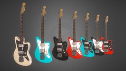 Squier Jazzmaster by Fender : Custom Colors music, autodesk, guitare, guitar, realtime, 3dcoat, fender, vr, rv, real-time, musical-instrument, squier, vrready, axelrenwart, maya, 3d-coat, low-poly, lowpoly
