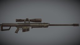 Low poly Barrett M82 Stylized rifle, barrel, 50, sniper, m82, m82a1-sniper, weapons, lowpoly, gun