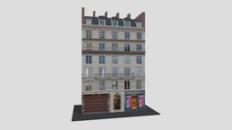 Typical Parisian Apartment Building 30 france, paris, cafe, vray, hotel, restaurant, photorealistic, urban, apartment, town, typical, parisian, architecture, game, 3d, poly, house, city, building, street, shop