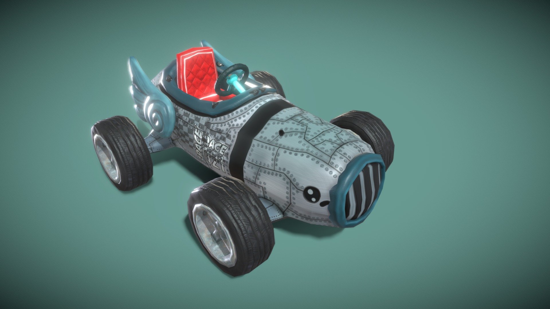 Low Poly Cartoon Kart textured - Cartoon Kart 05 - Buy Royalty Free 3D model by lucirgo 3d model