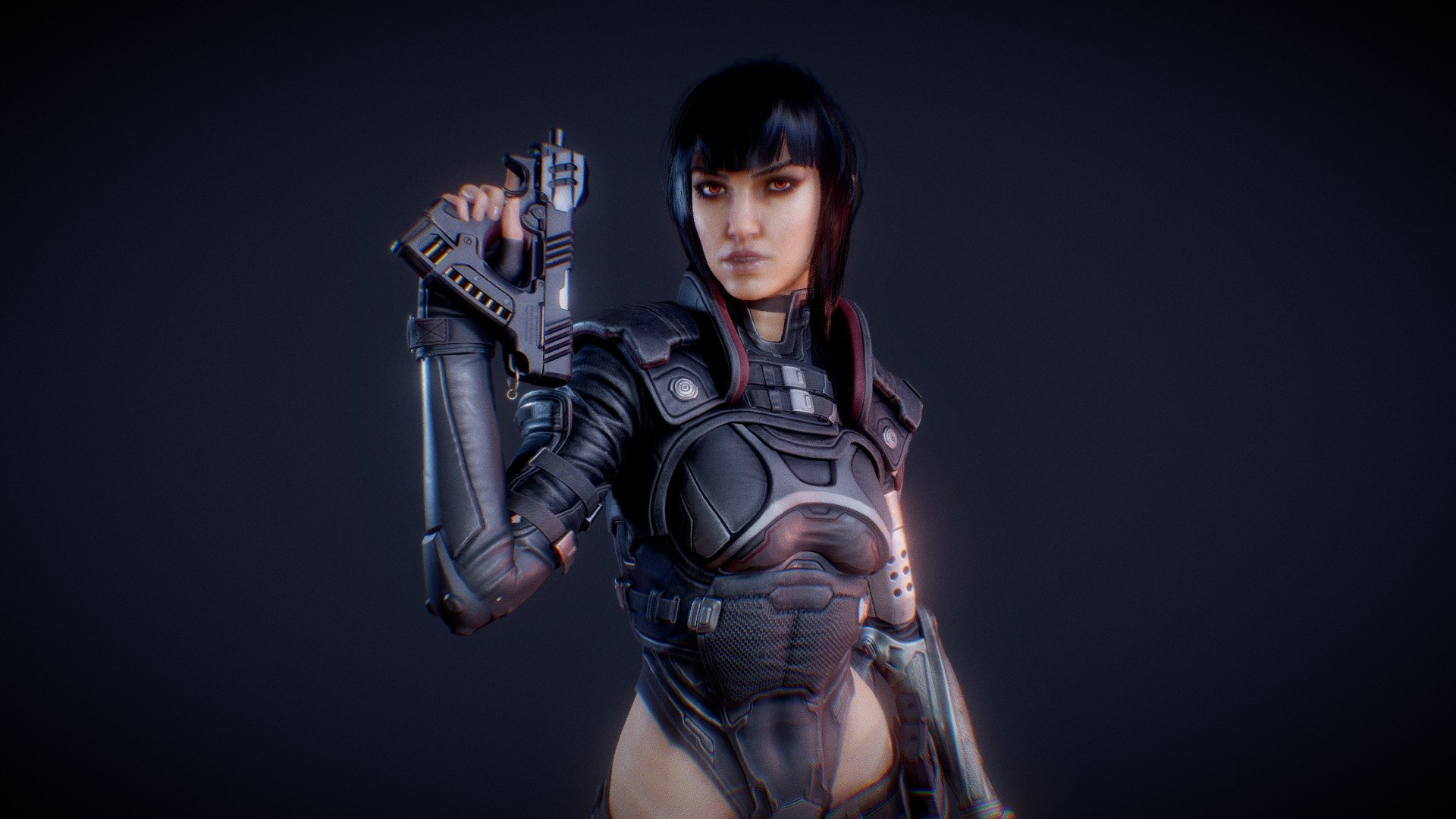 Personnal project inspired by Cyberpunk 2007 and Ghost in the Shell

The .zip file includes: 
* Riggable A-posed mesh in .fbx 
*  .blend scene with the shaded and Rigged character (based on rigify) 
*  Full quality Channel-packed PBR textures in .png (OpenGL normal maps) 
* the marmoset Toolbag 4 scene used to render the preview screens 3d model