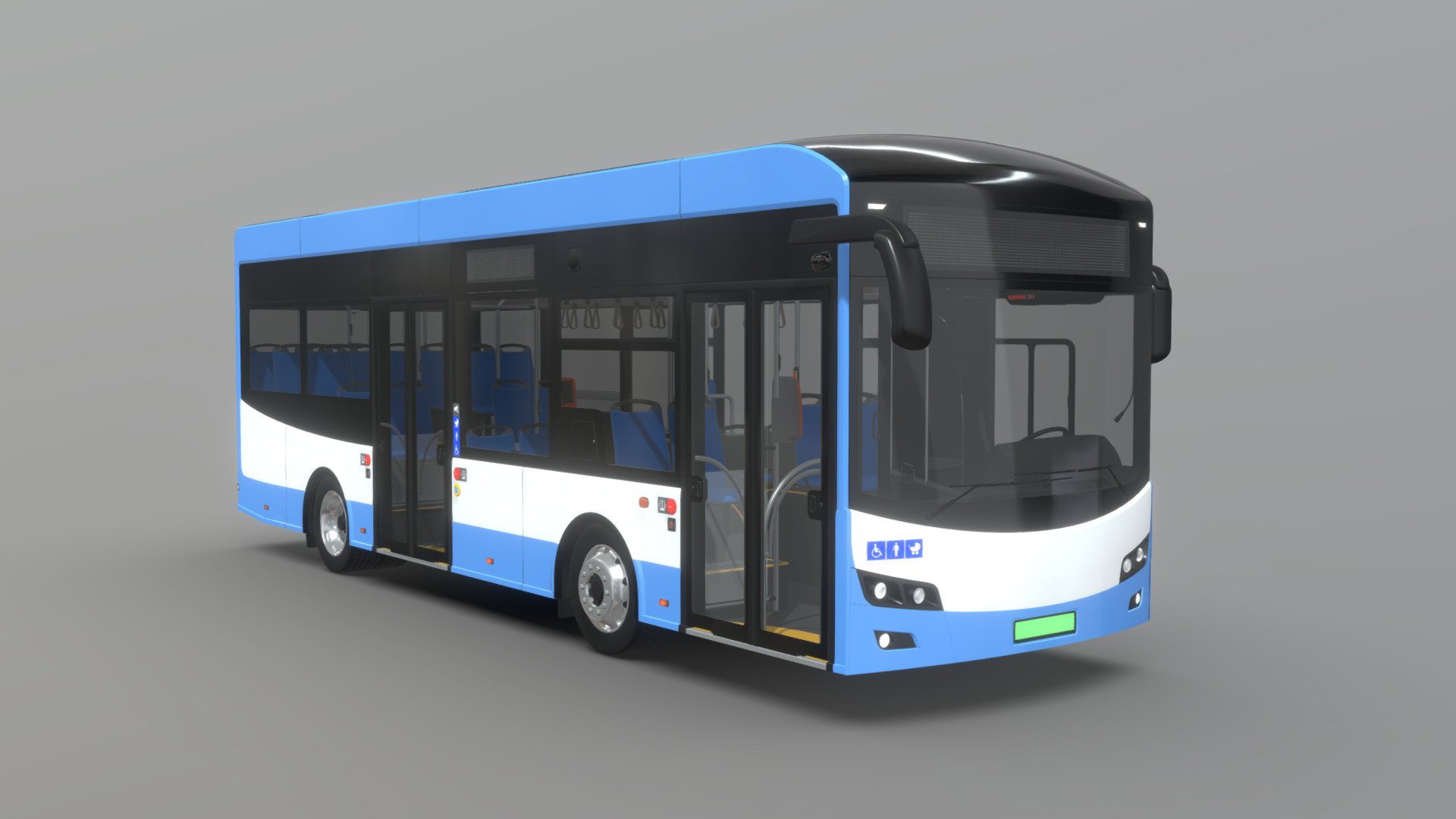 low-entry, emission-free, electric city bus. Lenght: 9400mm Height: 3300mm - Electric Low Entry City Bus [Full Interior] - Buy Royalty Free 3D model by KolorowyAnanas 3d model
