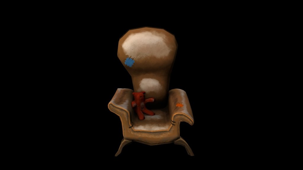 Chair I made for a game assignment - 

1 diffuse map
includes a baked AO map 
Painted specular highlights based on a baked specular map - Creepy Teddy w/ Chair - Game Asset - 3D model by smokingbill 3d model