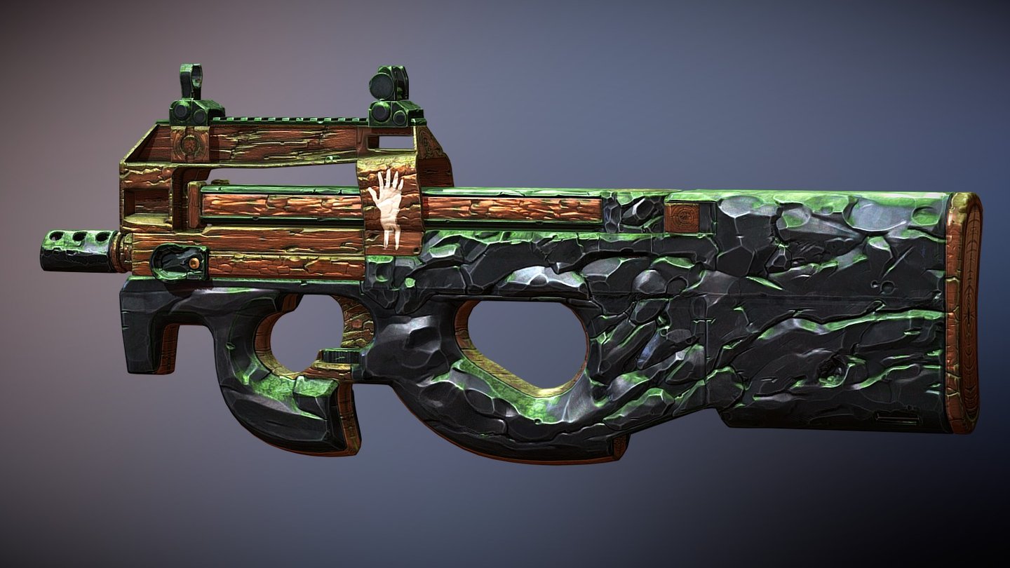 http://steamcommunity.com/sharedfiles/filedetails/?id=694694161 - CS:GO P90 | PREHISTORIC MOSS - 3D model by Sparkwire 3d model