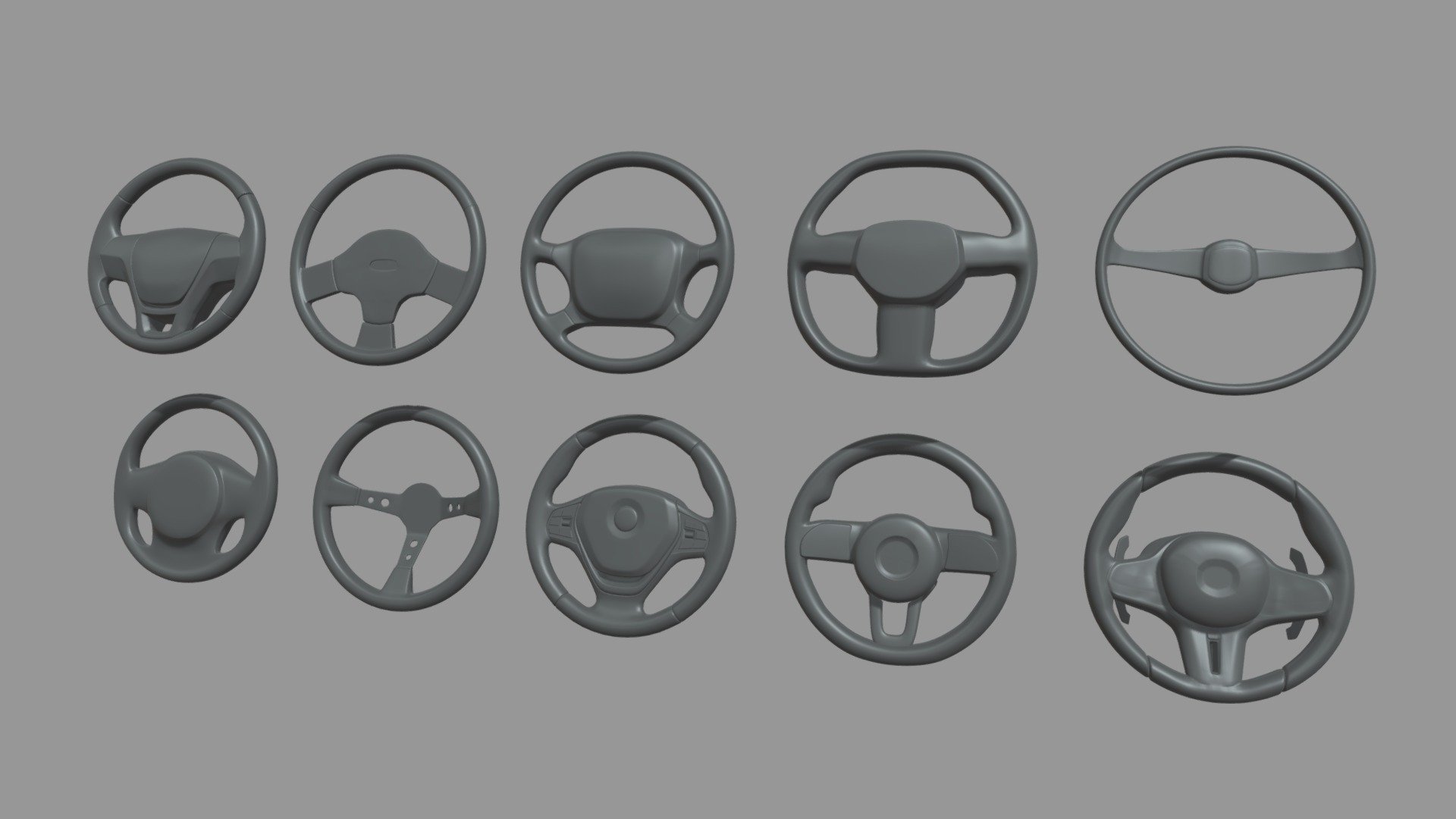 This model contains an Steering Wheel Car Pack 01 based on real stylized steering wheels from real cars which i modeled in Maya 2018.This model is perfect to create a new great scene with different car pieces or part of a car model.

These models are available for 3D printing, the STL is added and work correctly in Ultimaker Cura. If you have any problem contact me. The model is added in .fbx, .obj, .stl, .blend and .mb

These models are available in fbx, obj and stl individually so you can print or use them individually and as a group.

If you need any kind of help contact me, i will help you with everything i can. If you like the model please give me some feedback, I would appreciate it.

Don’t doubt on contacting me, i would be very happy to help. If you experience any kind of difficulties, be sure to contact me and i will help you. Sincerely Yours, ViperJr3D - Steering Wheel Car Pack 01 - Buy Royalty Free 3D model by ViperJr3D 3d model