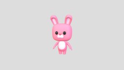 Cartoon Rabbit body, cube, rabbit, bunny, cute, little, baby, toy, figure, mascot, doll, pink, brand, ear, character, cartoon, animal, monster, fantasy, simple