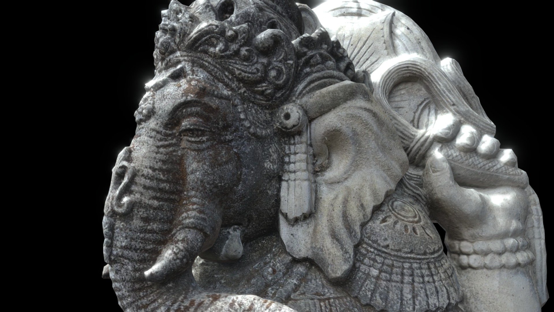 High resolution photo-realistic Ganesha statue from Bali with Bone, Indonesia. Scan with texture The Model shown has a 8K textures. +Bone - Ganesha (bone) Statue Bali v6(photogrammetry) - Buy Royalty Free 3D model by Roman Rö (@romanro) 3d model