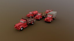German V3000 Low-Poly Truck tree, truck, tanker, vintage, german, generic, dirt, fuel, cargo, old, box, low-poly, wood, v3000
