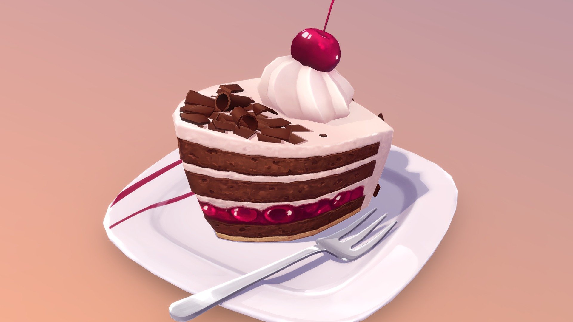 It's summertime and I decided to model my favorite dessert as weekend challenge.
Hope you guys like it! :D

 - Piece of Black Forest heaven! - 3D model by blueberry.stars (@dennys.verrino) 3d model