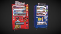 vending machines japanese food, japan, vending, beverage, tokyo, vendingmachine, lowpoly, street, japanese