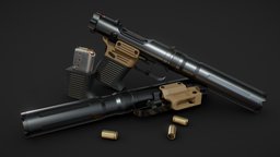 B&T VP9 Welrod handgun, fps, ready, pistol, weapon, asset, game, gun