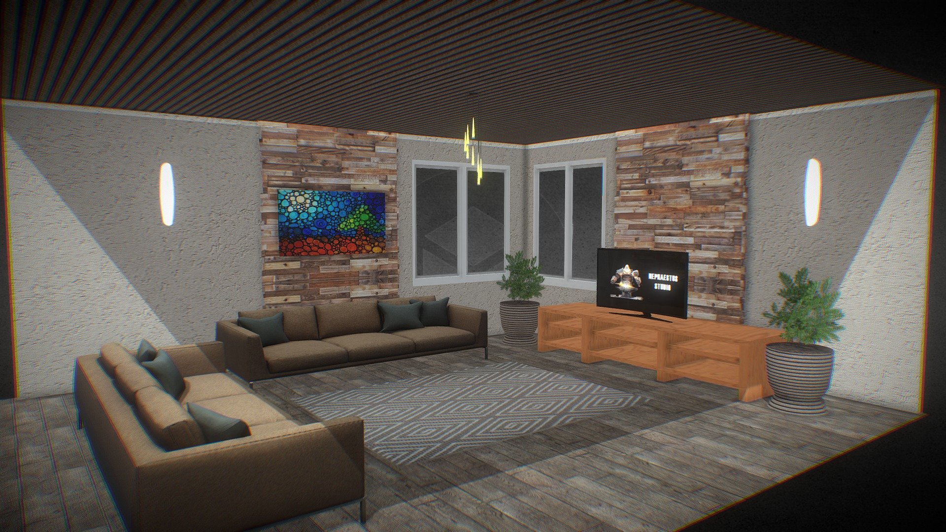 Game Ready Living Room / TV Room

Uvs Included for Static Build
Import as combined mesh or seperate if you want to use the assets individualy 3d model