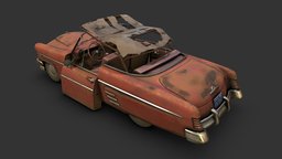 Abandoned Convertible abandoned, convertible, sedan, post-apocalyptic, rusty, antique, classic, ruined, coupe, destroyed, 1950s, 3dsmax, vehicle, substance-painter, car, fallout
