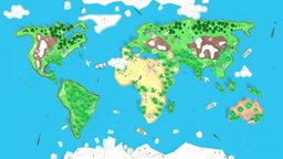 World Map 1 world, planet, landscape, exterior, polygonal, earth, landmark, ocean, travel, sights, map, nature, worldmap, unity3d, cartoon, game, lowpoly, gameready