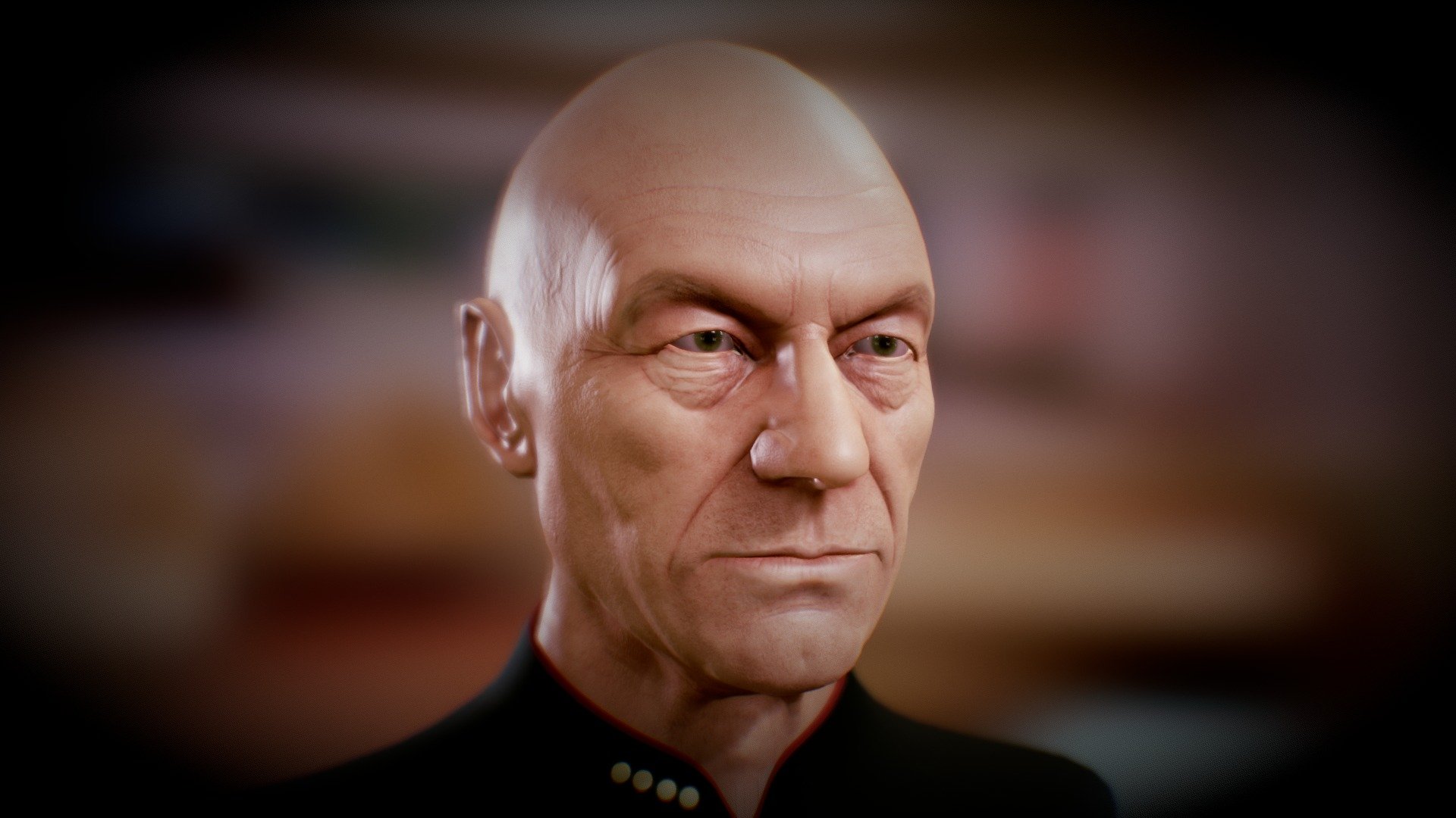 Jean-Luc Picard is a character in the fictional Star Trek franchise. He appears in the television series Star Trek: The Next Generation (TNG) and the feature films Star Trek Generations (1994), Star Trek: First Contact (1996), Star Trek: Insurrection (1998), and Star Trek: Nemesis (2002). Jean-Luc Picard is portrayed by actor Patrick Stewart. Star Trek and all related marks, logos and characters are solely owned by CBS Studios Inc. This fan production is not endorsed by, sponsored by, nor affiliated with CBS, Paramount Pictures, or any other Star Trek franchise, and is a non-commercial fan-made 3D model intended for recreational use. No commercial exhibition or distribution is permitted. No alleged independent rights will be asserted against CBS or Paramount Pictures 3d model