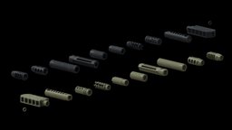 10 Lowpoly Muzzle Brakes / Flash Suppressors rifle, mount, prop, shooter, ready, flash, muzzle, brake, suppressor, weapon, asset, game, free, download, gameready