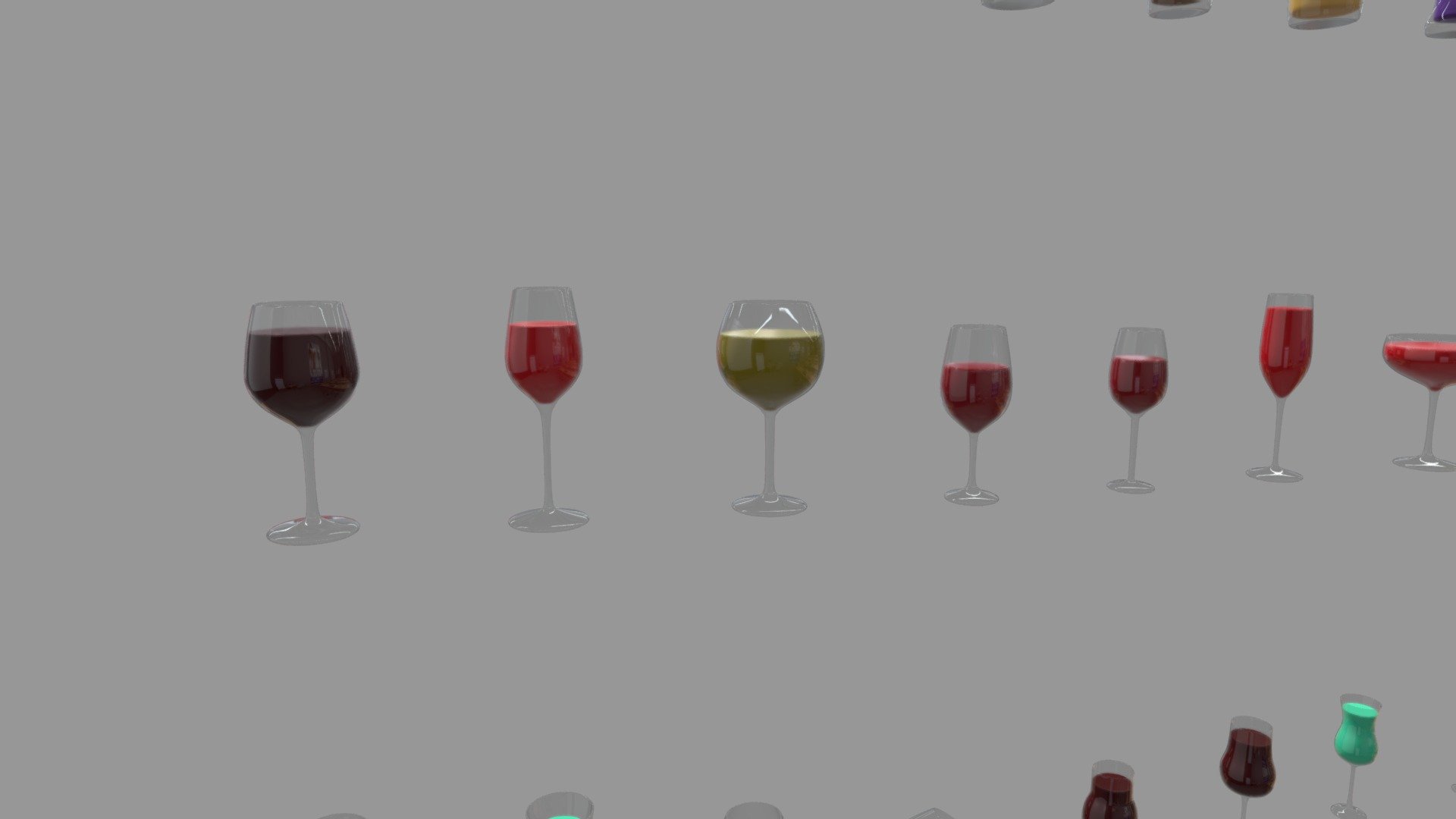 37 different types of goblet - Glass set - Download Free 3D model by Rodavis95 3d model