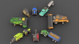 3D model Farm Vehicle Pack 1 bulldozer, modern, truck, vehicles, dump, cars, case, heavy, transport, forklift, pack, loader, mower, barn, hay, american, tractor, farm, machine, farming, duty, trailers, combine, agriculture, lawn, tractors, game, vehicle, usa, car, free, industrial, bulldozers, ih, harve, mxm