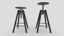 Hoker Ikea Dalfred bar, wooden, ikea, photorealistic, realistic, barstool, interior-design, barchair, blender3d, chair, black, ikeachair