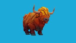 Highland cow cow, farm, cattle, highland, blender, animal