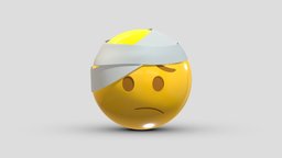 Apple Face With Head Bandage face, set, apple, messenger, smart, pack, collection, icon, vr, ar, smartphone, android, ios, samsung, phone, print, logo, cellphone, facebook, emoticon, emotion, emoji, chatting, animoji, asset, game, 3d, low, poly, mobile, funny, emojis, memoji