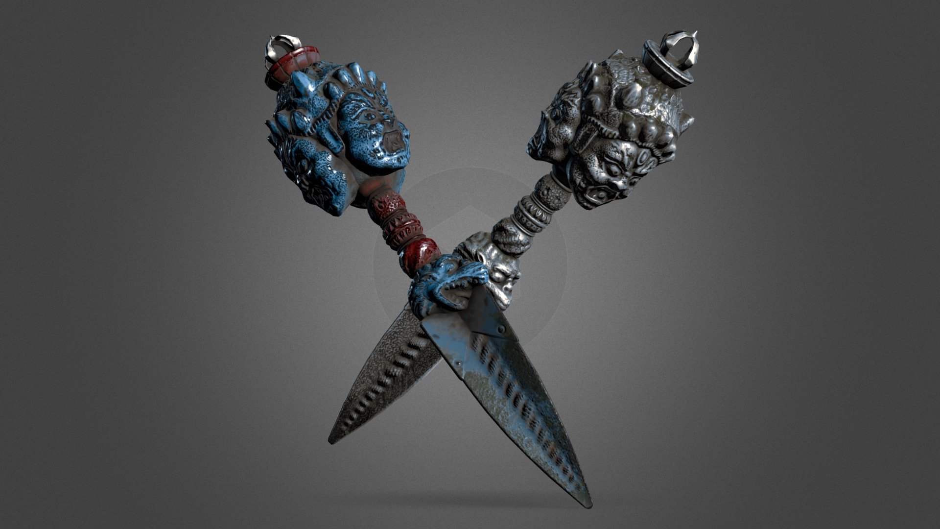 Second Part of my previous work. Tibetan ritual dagger 3d model