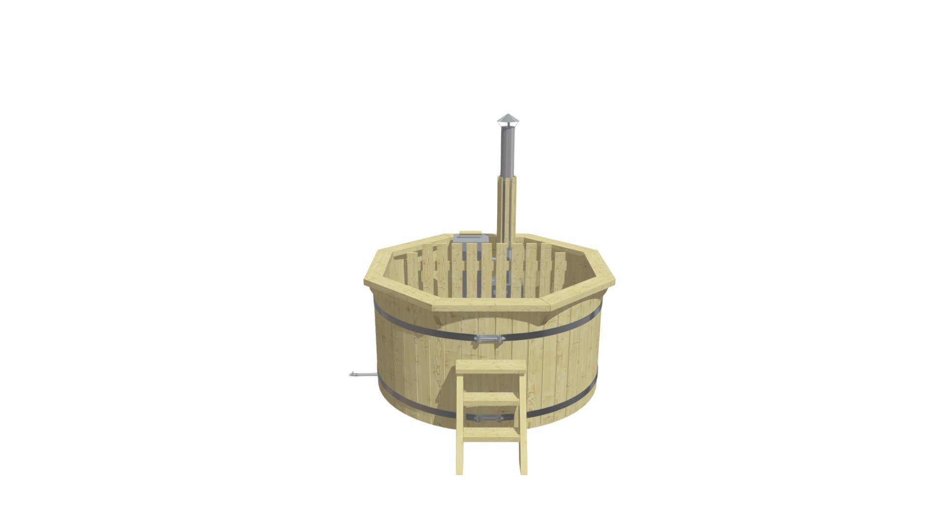 Wooden Hot Tub (1.9m) with internal heater - 3D model by Nordic Spa (@fireflycove) 3d model