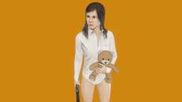 Home defence hair, toy, shirt, teddybear, woman, panties, weapon, character, pbr, female, shotgun, homedefence