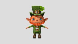 Leprechaun lowpoly green, clover, irish, leprechaun, simbolo, stpatrick, character, cartoon, lowpoly, gameready, stpatricksday
