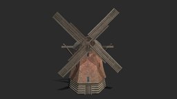 Windmill windmill, mobile-ready, low-poly, gameready, environment