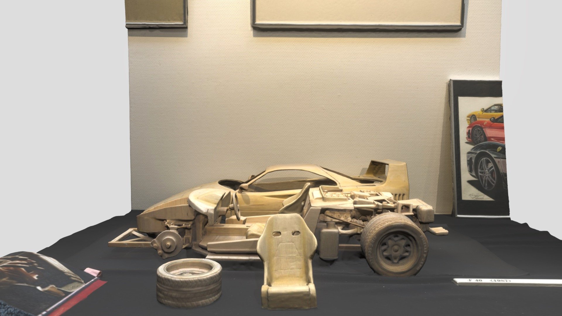 https://blog.goo.ne.jp/kenjiyumiko

Yamada Kenji
He carves wood and builds elaborate one-sixth scale models of Ferraris from the component level.
All parts are handmade, and after this, they are painted and assembled. The finished model is amazing!
The Ferrari painting on the wall is also his handiwork 3d model
